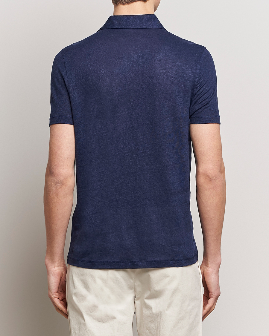 Men | Polo Shirts | Stenströms | Linen Polo Shirt Navy