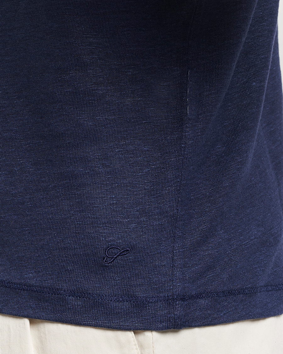 Men | Polo Shirts | Stenströms | Linen Polo Shirt Navy