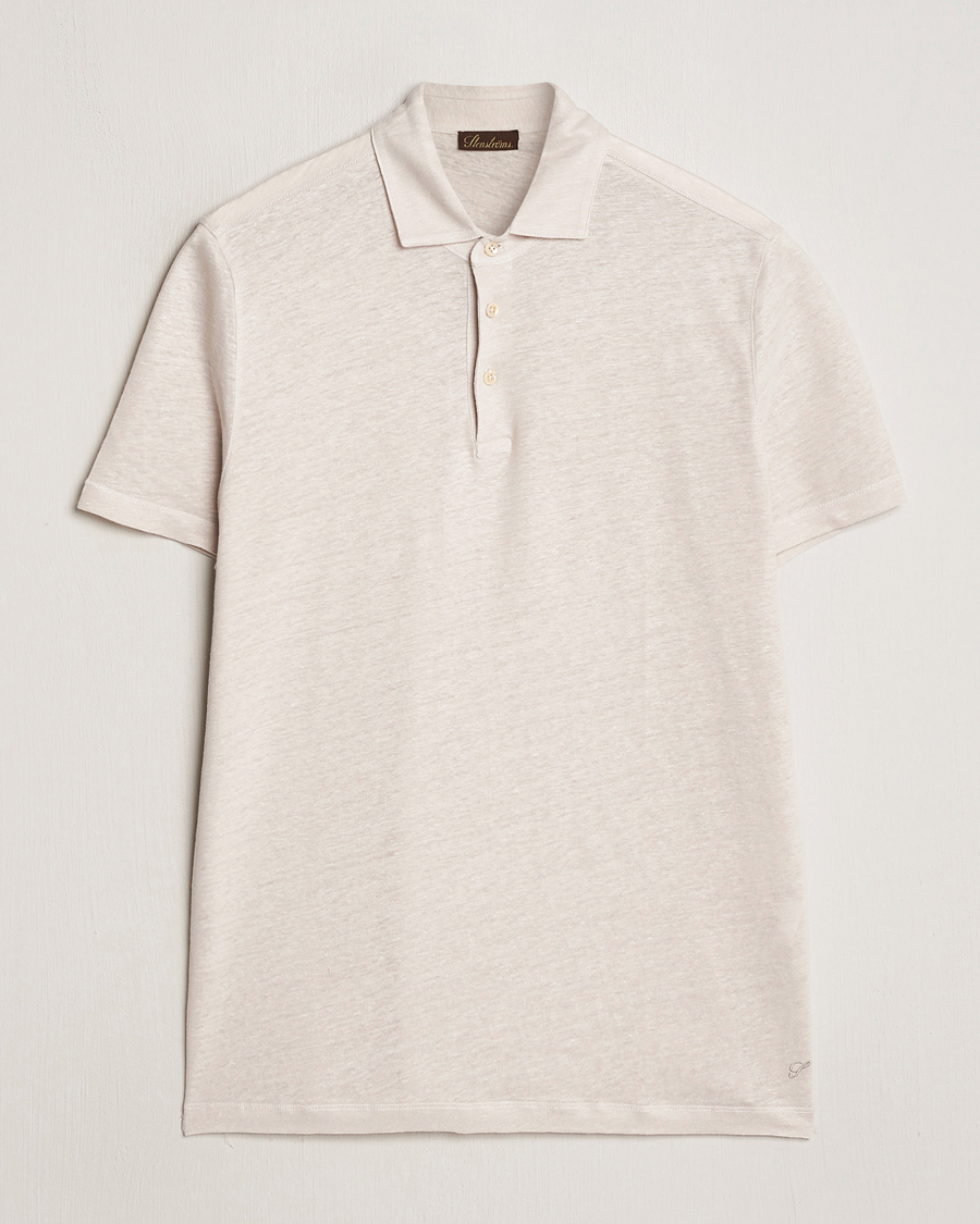 Men | Polo Shirts | Stenströms | Linen Polo Shirt Beige