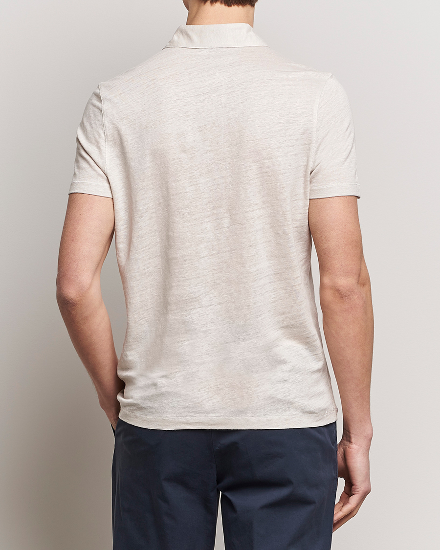 Men | Polo Shirts | Stenströms | Linen Polo Shirt Beige