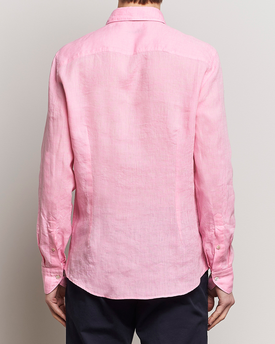 Men | Shirts | Stenströms | Slimline Cut Away Linen Shirt Pink