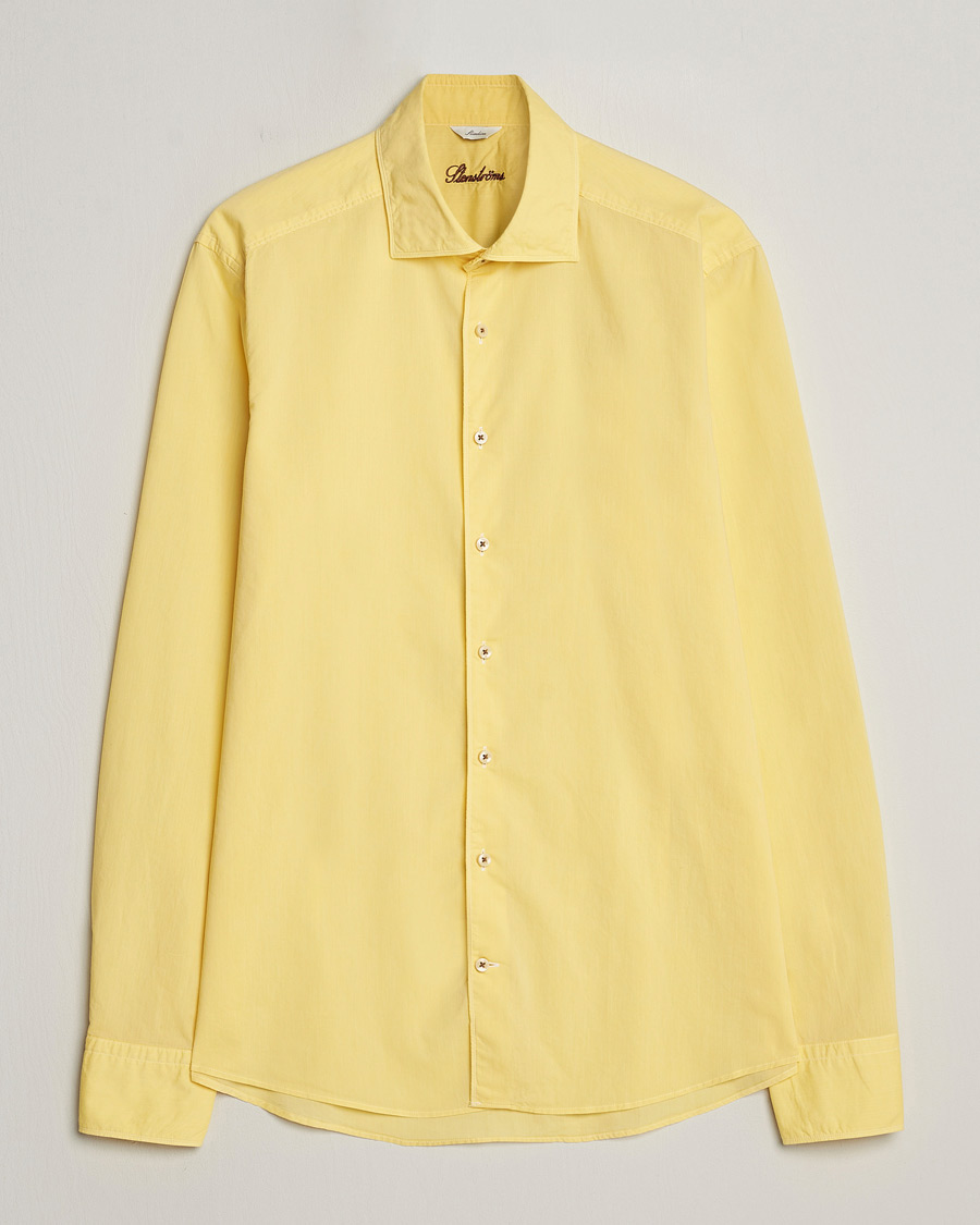 Men | Shirts | Stenströms | Slimline Washed Summer Poplin Shirt Yellow