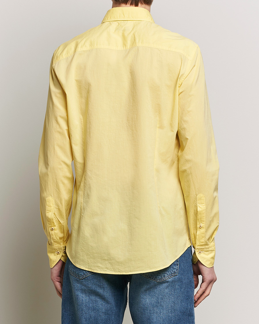 Men | Shirts | Stenströms | Slimline Washed Summer Poplin Shirt Yellow