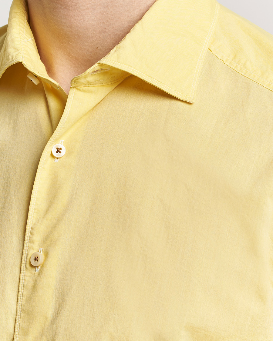 Men | Shirts | Stenströms | Slimline Washed Summer Poplin Shirt Yellow