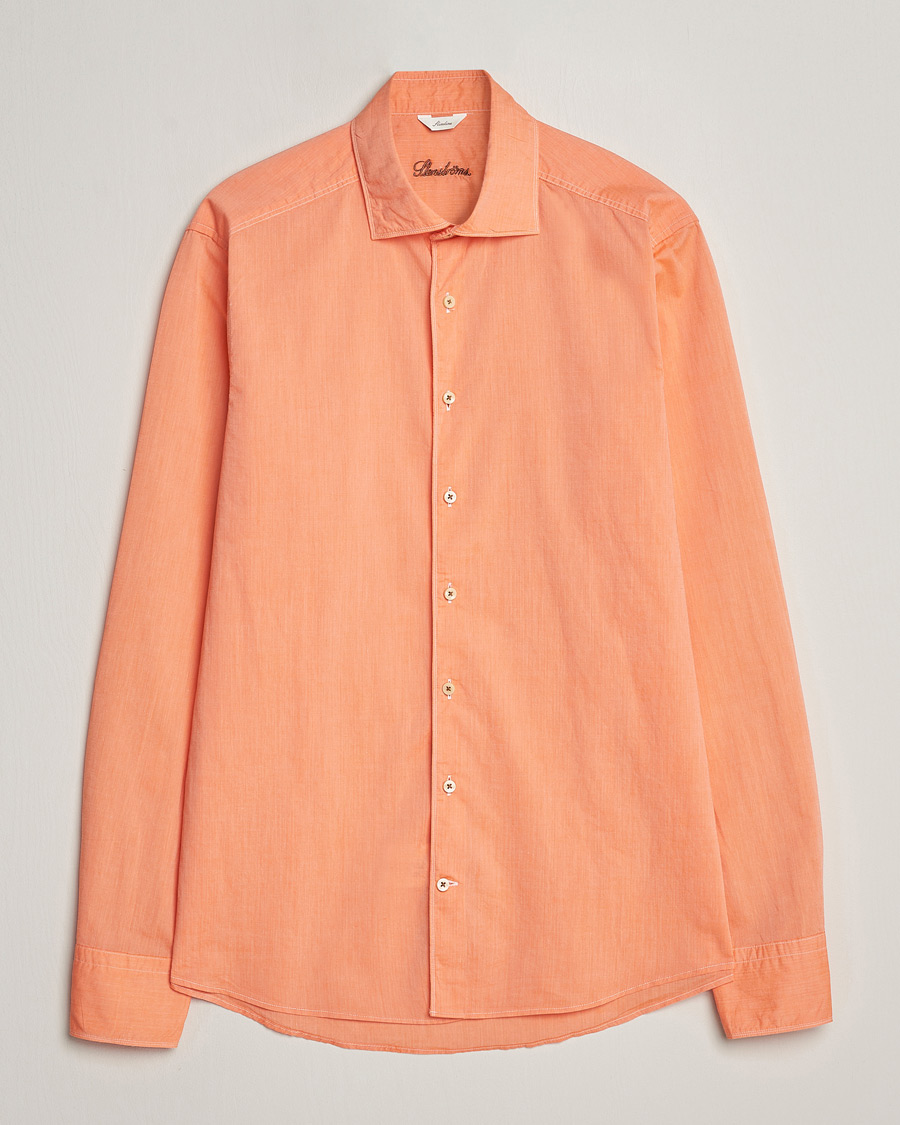 Men | Shirts | Stenströms | Slimline Washed Summer Poplin Shirt Orange
