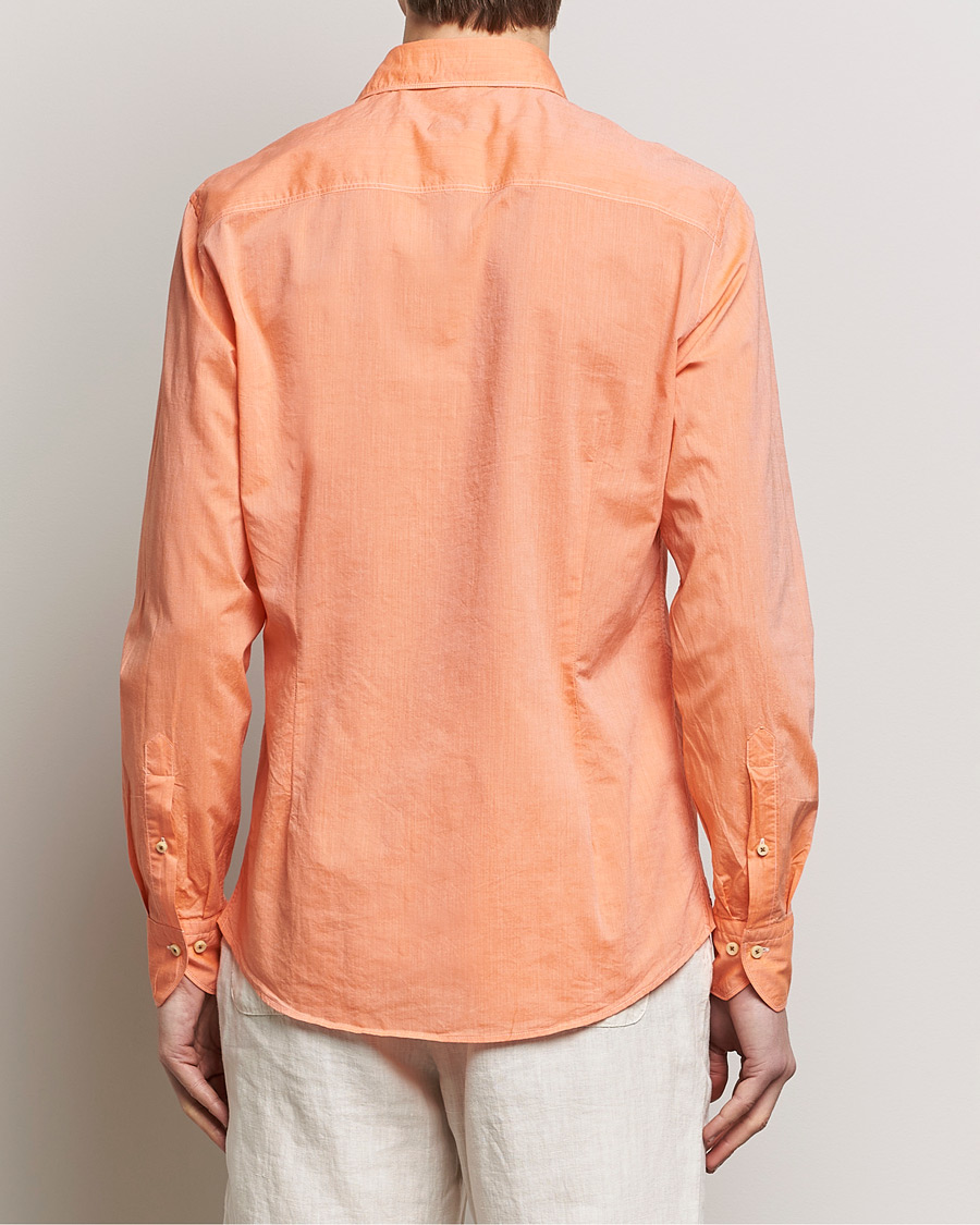 Men | Shirts | Stenströms | Slimline Washed Summer Poplin Shirt Orange
