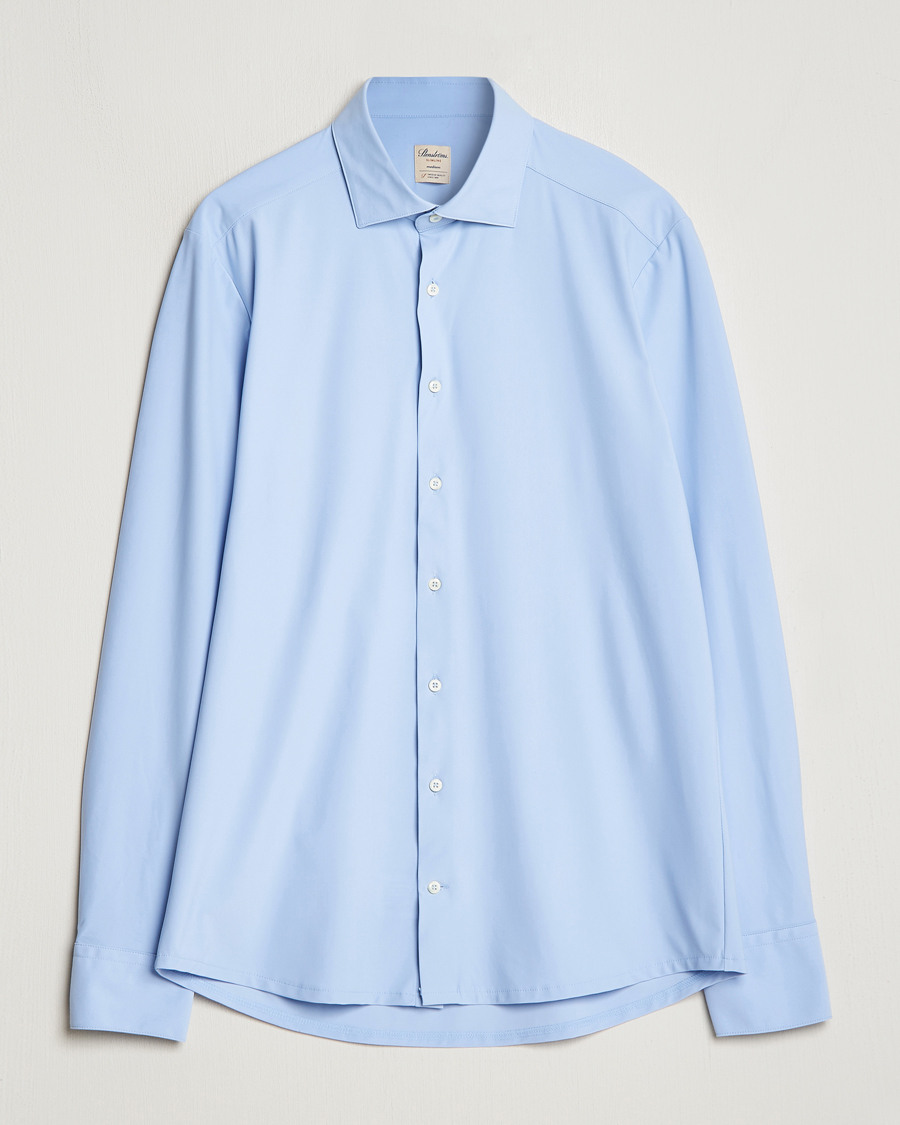 Men | Shirts | Stenströms | Slimline Cut Away 4-Way Stretch Shirt Light Blue