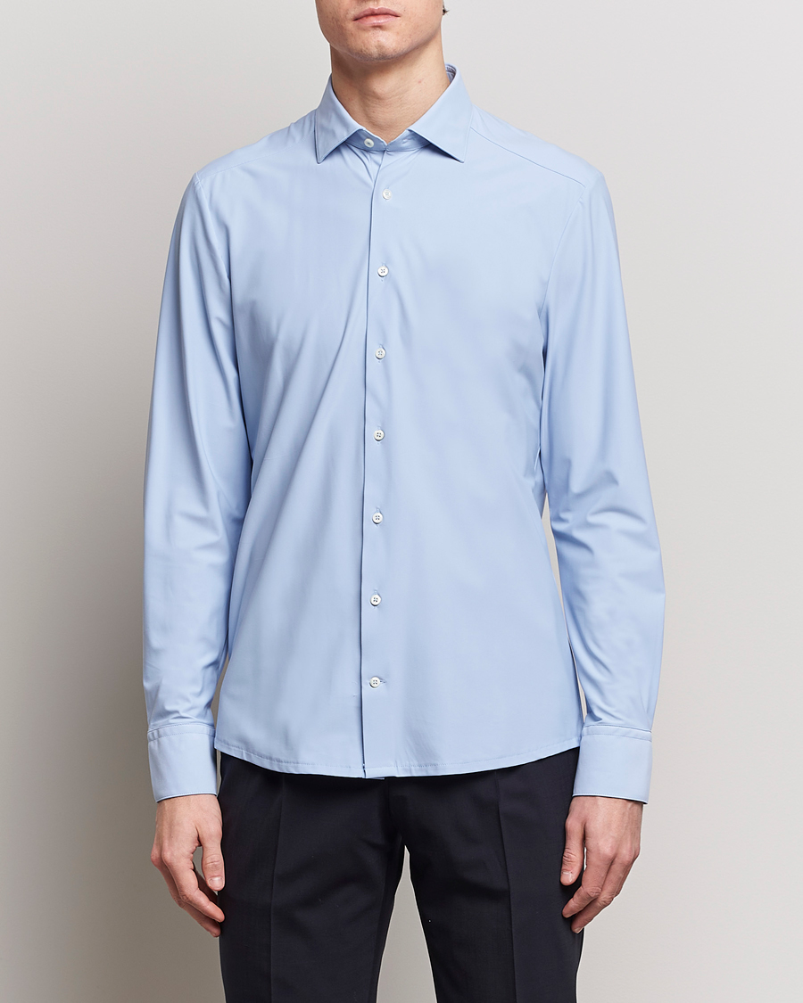 Men | Shirts | Stenströms | Slimline Cut Away 4-Way Stretch Shirt Light Blue