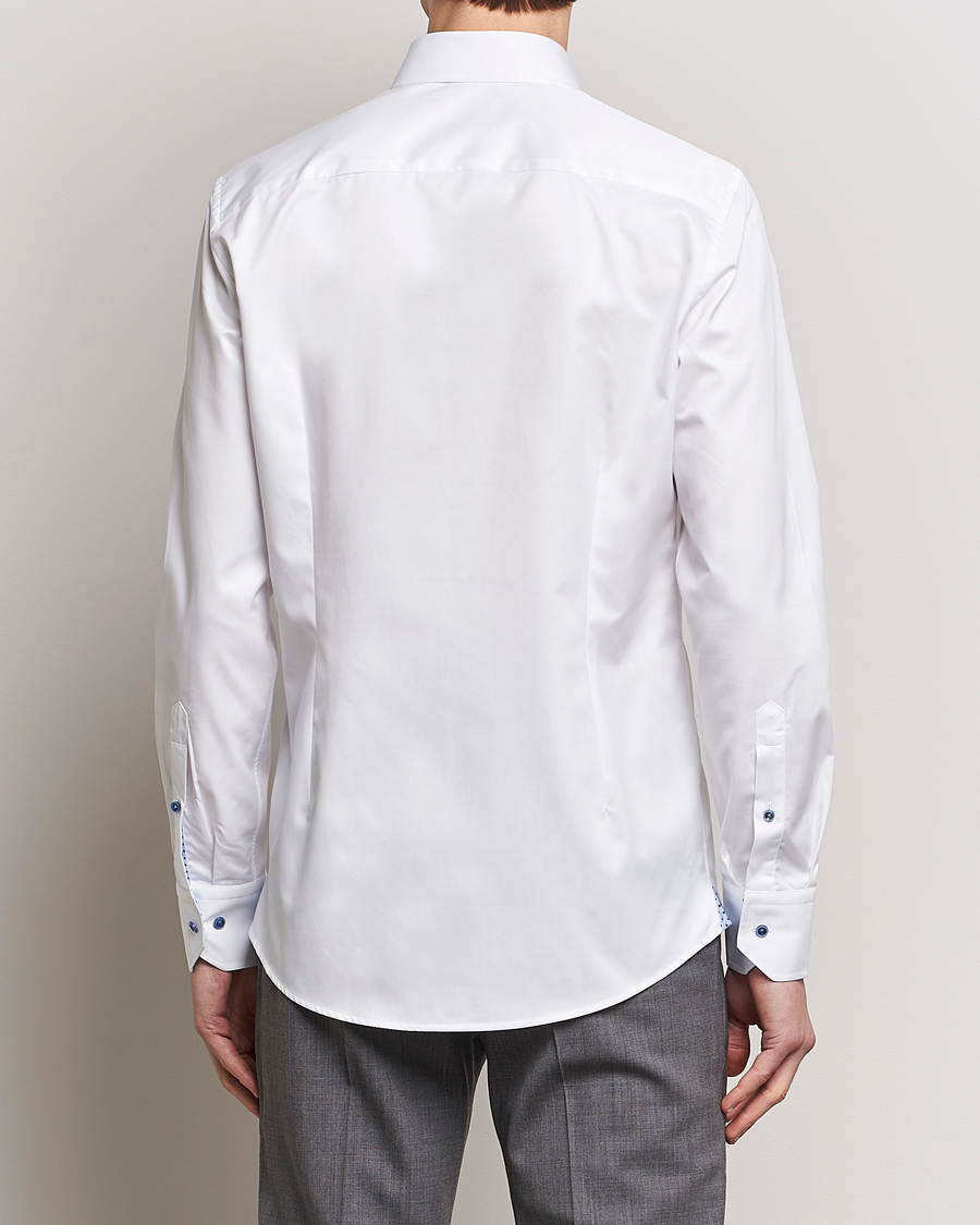 Men | Shirts | Stenströms | Slimline Cut Away Print Contrast Shirt White
