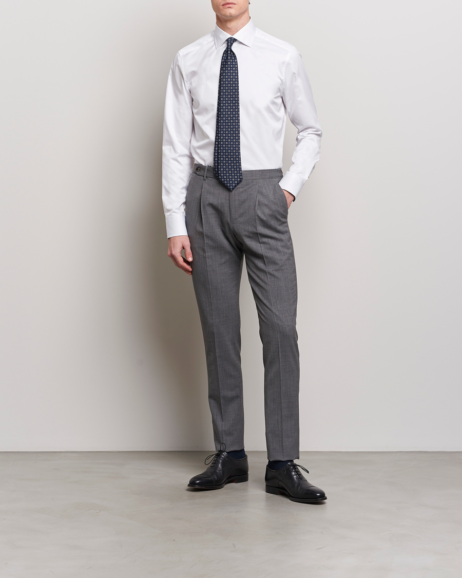 Men | Formal | Stenströms | Slimline Cut Away Contrast Shirt White
