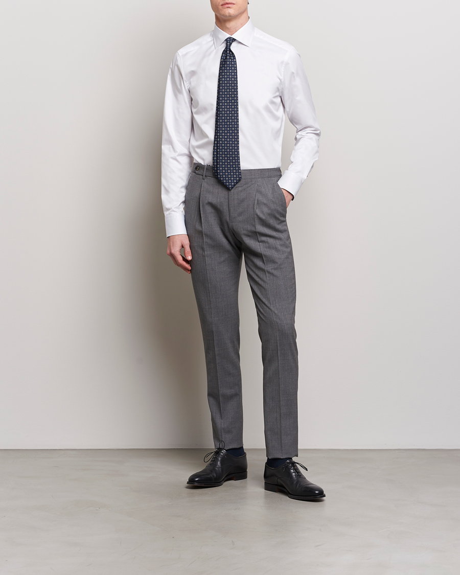 Men | Shirts | Stenströms | Slimline Cut Away Contrast Shirt White