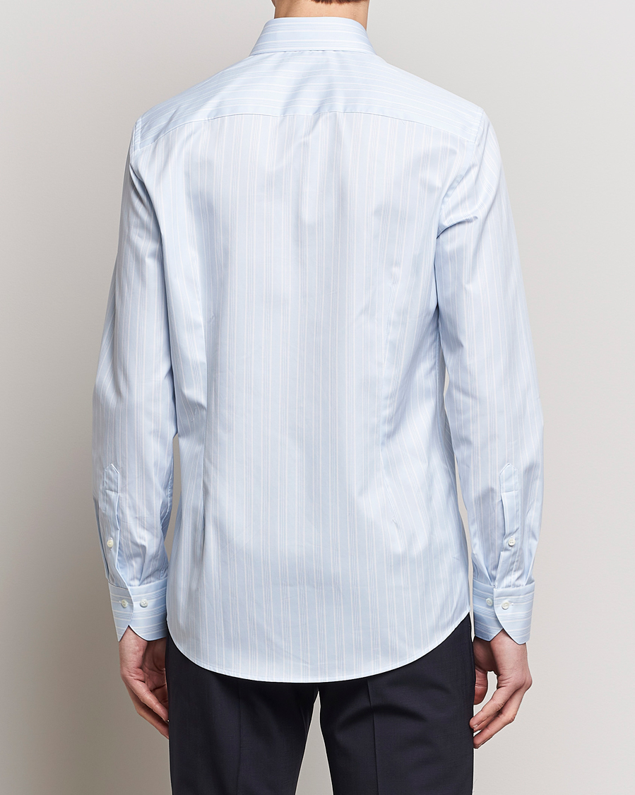 Men | Shirts | Stenströms | Slimline Cut Away Multi Stripe Shirt Light Blue