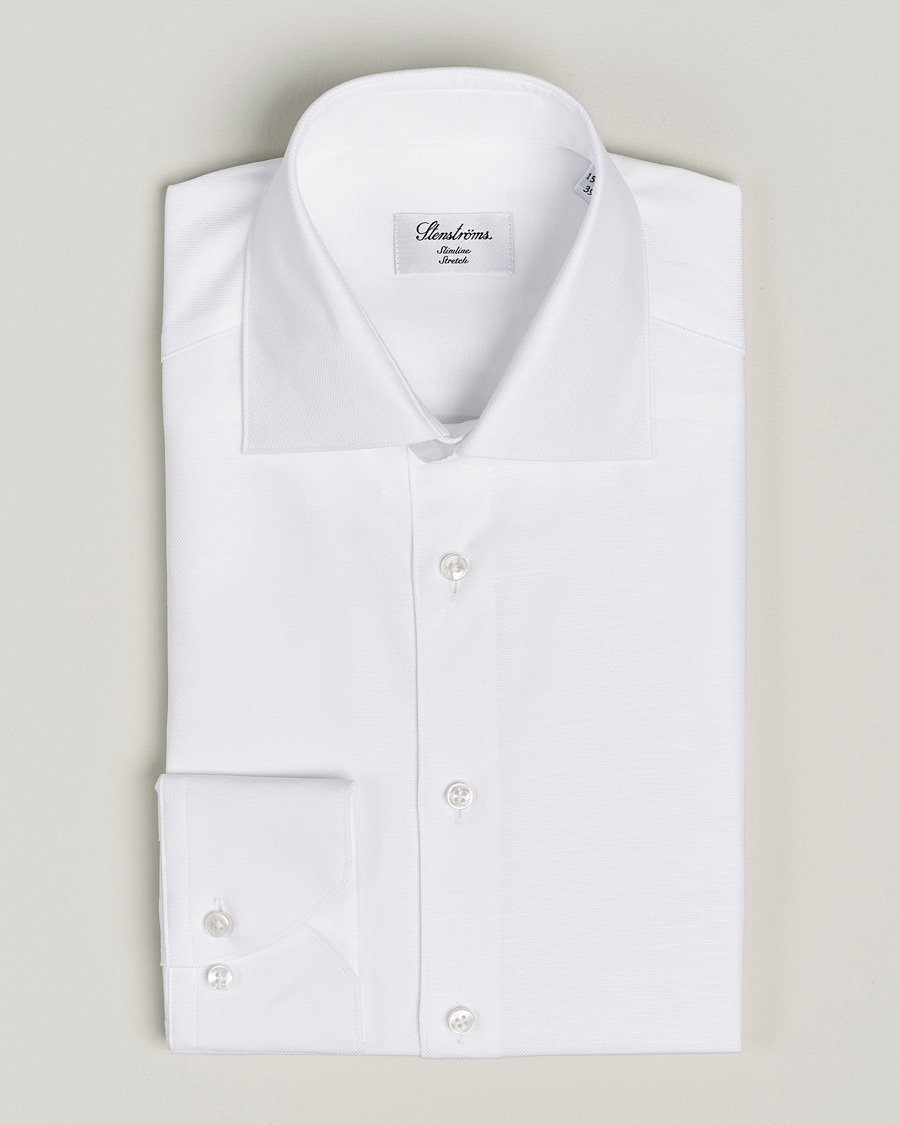 Men | Shirts | Stenströms | Slimline Cotton/Linen Cut Away Shirt White