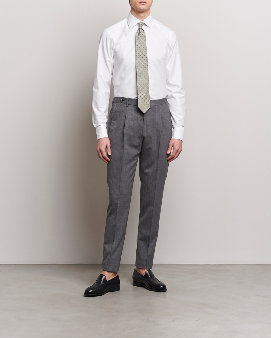 Herr | Businesskjortor | Stenströms | Slimline Cotton/Linen Cut Away Shirt White