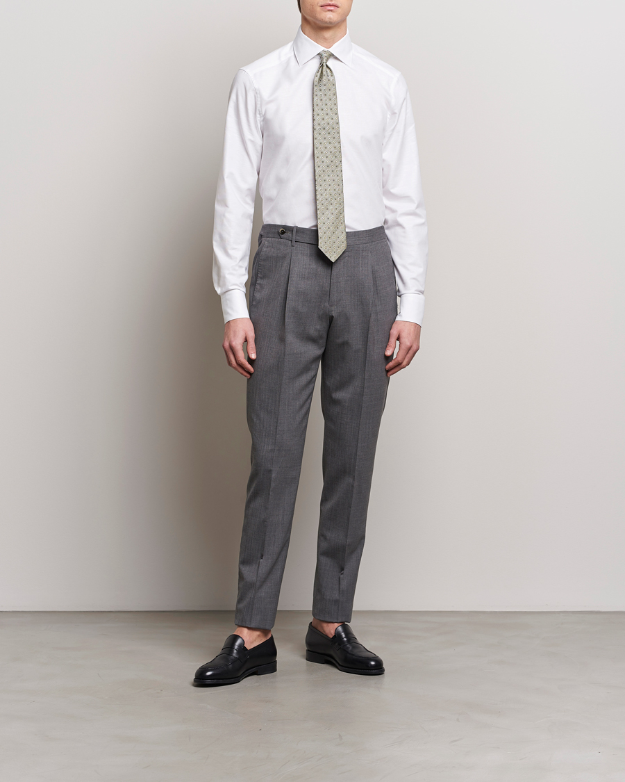 Men | Shirts | Stenströms | Slimline Cotton/Linen Cut Away Shirt White