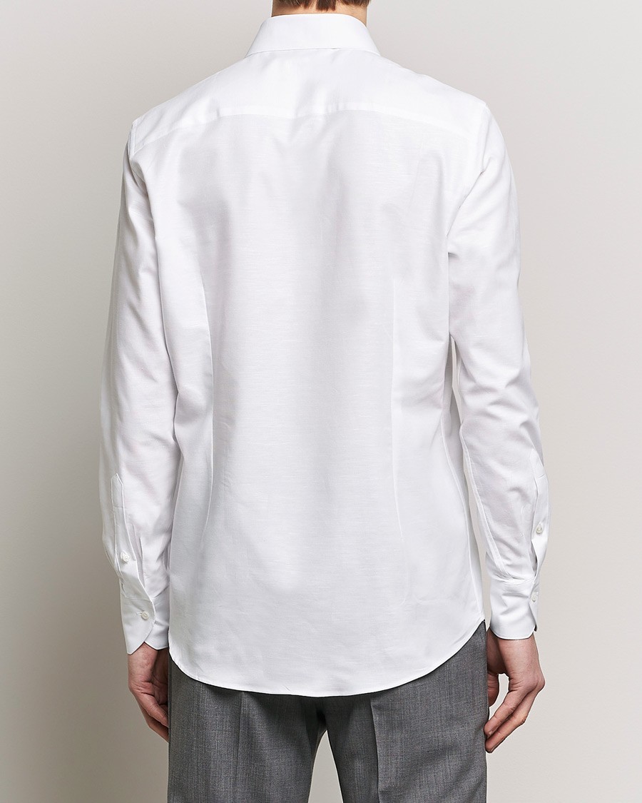 Men | Shirts | Stenströms | Slimline Cotton/Linen Cut Away Shirt White