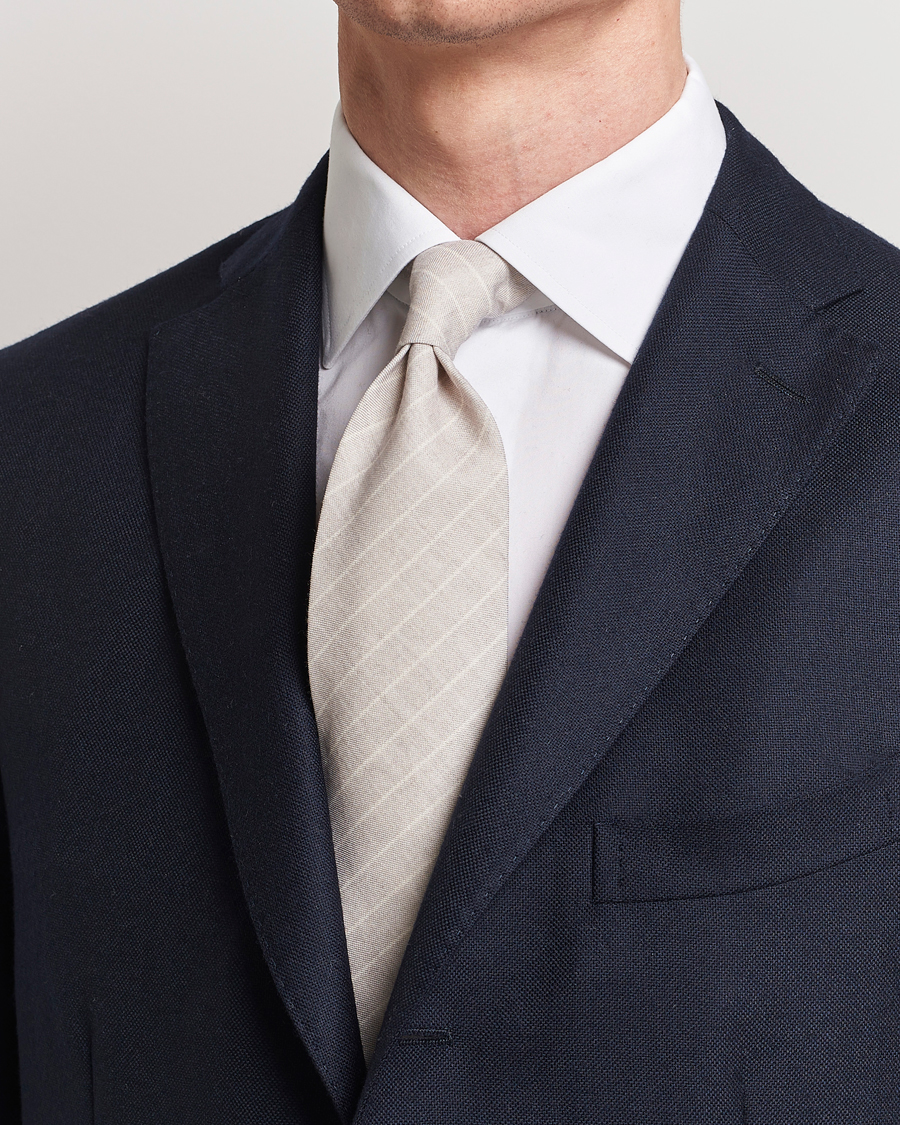 Men | Accessories | Stenströms | Striped Cotton/Wool Tie Grey