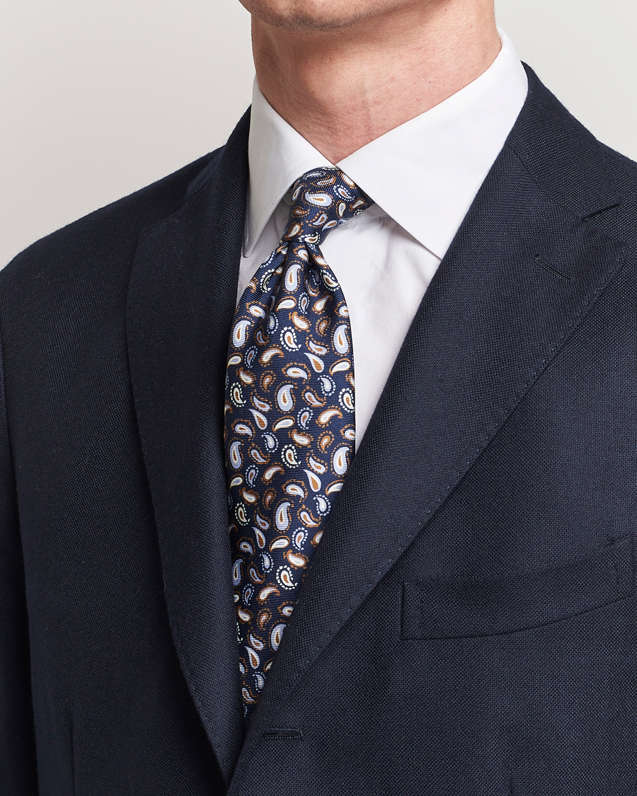 Men | Stenströms Paisley Silk Tie Navy | Stenströms | Paisley Silk Tie Navy