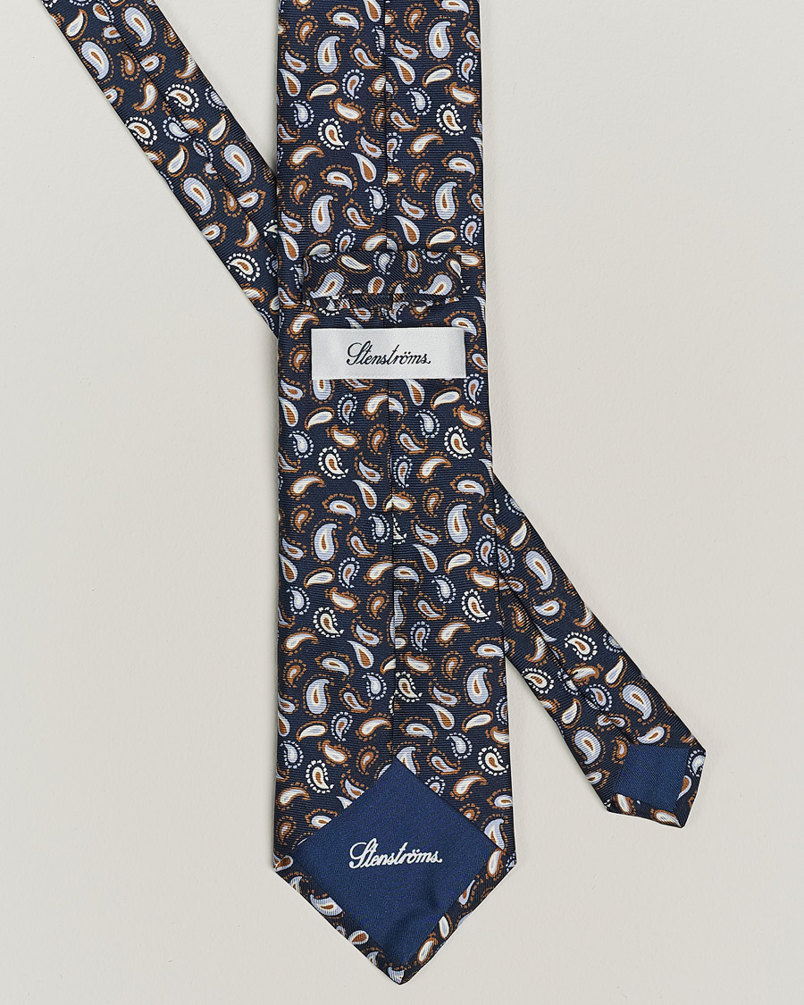 Men | Stenströms Paisley Silk Tie Navy | Stenströms | Paisley Silk Tie Navy