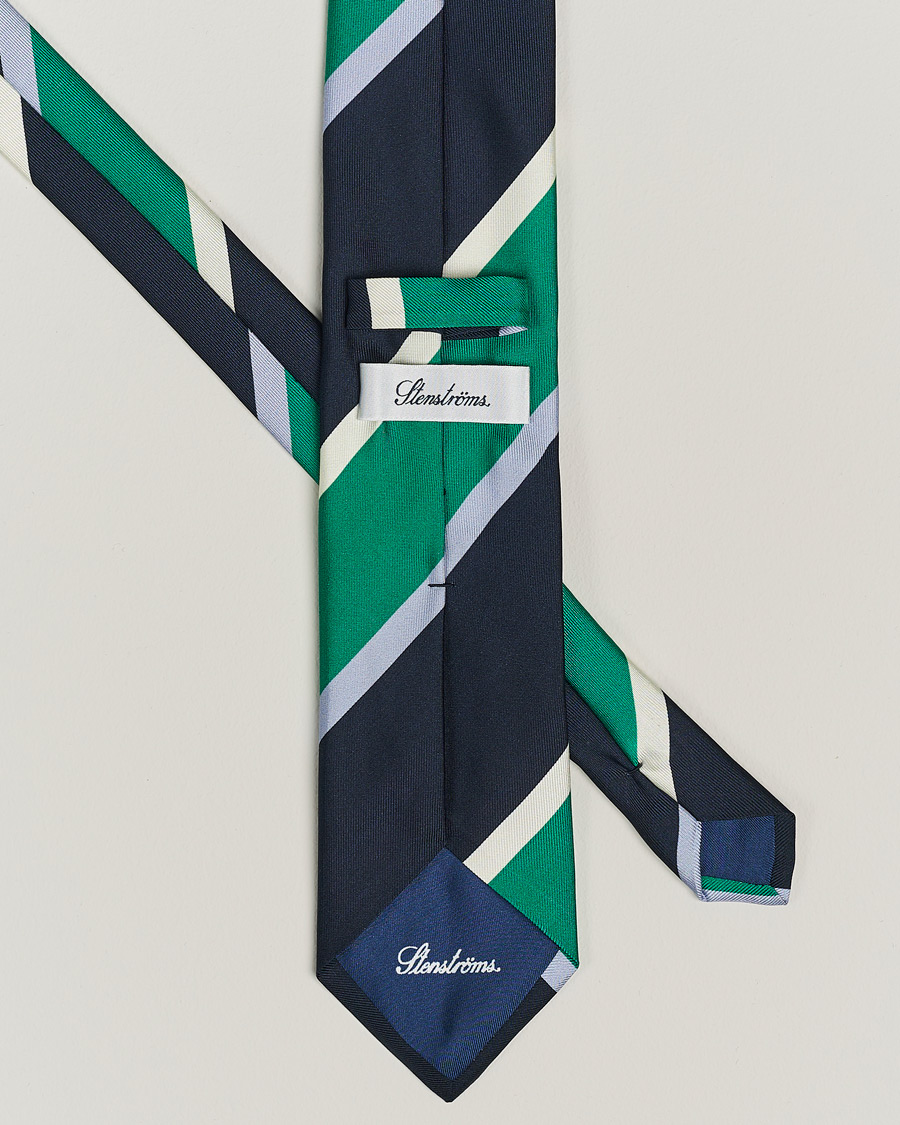 Men | Stenströms Multi Striped Silk Tie Navy | Stenströms | Multi Striped Silk Tie Navy