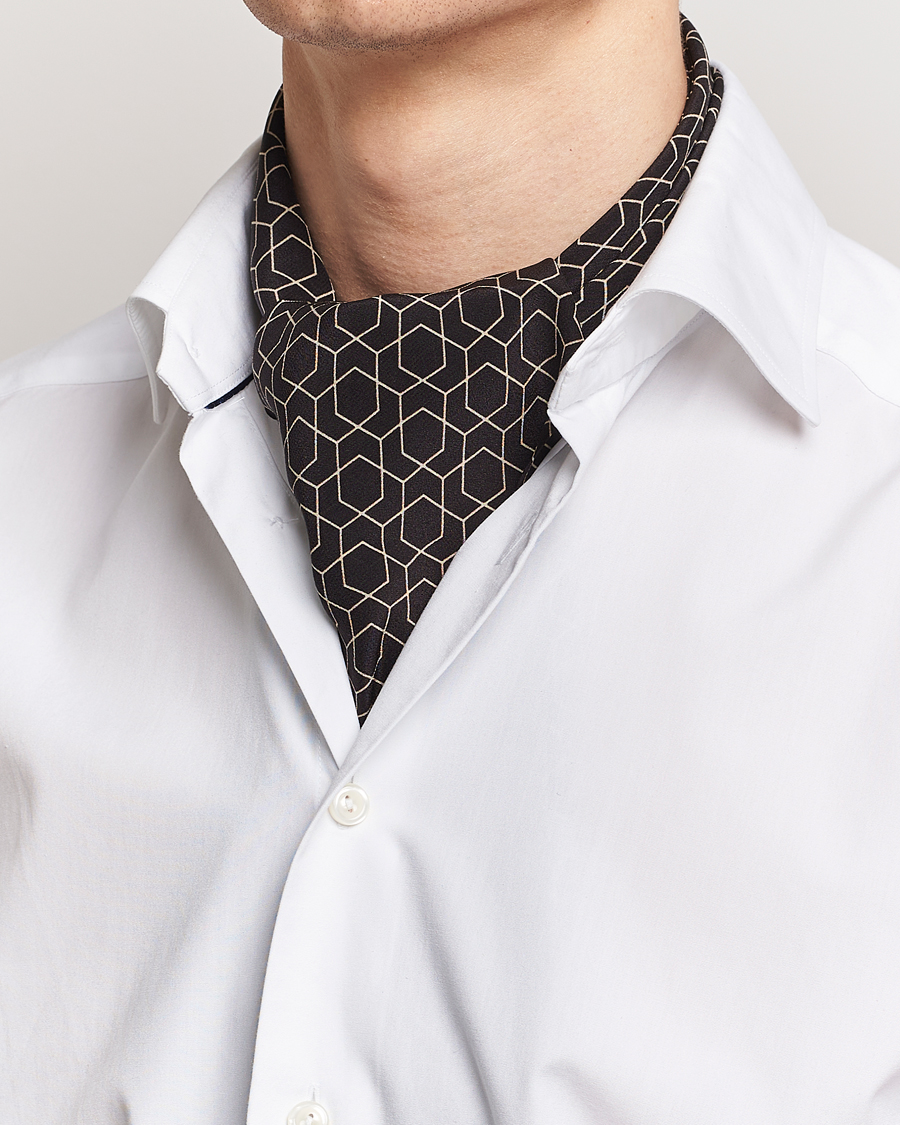 Men | Stenströms Silk Printed Ascot Brown | Stenströms | Silk Printed Ascot Brown