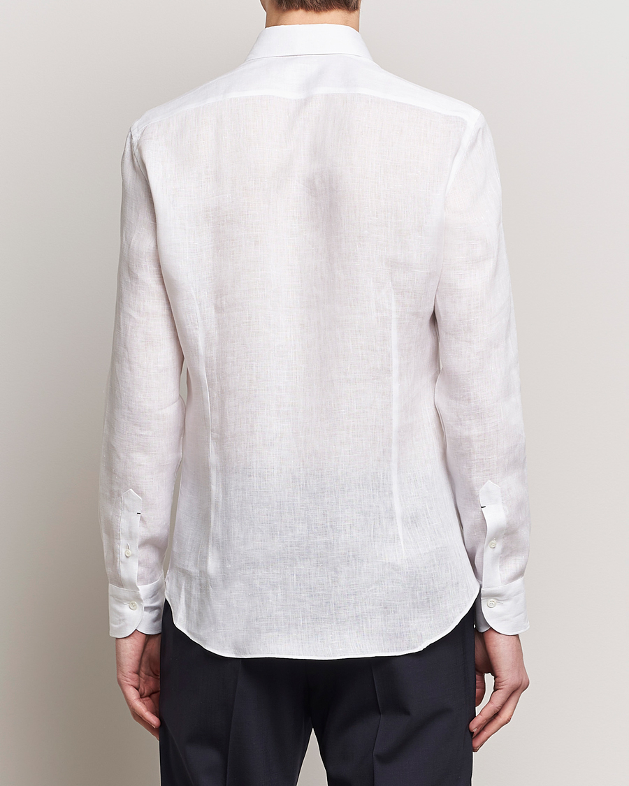 Men | Shirts | Mazzarelli | Soft Linen Cut Away Shirt White