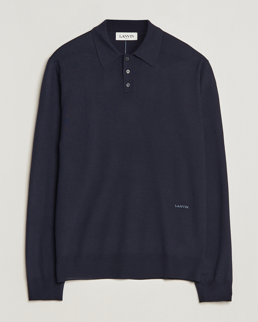 Men | Sweaters & Knitwear | Lanvin | Merino Wool Knitted Polo Thunder