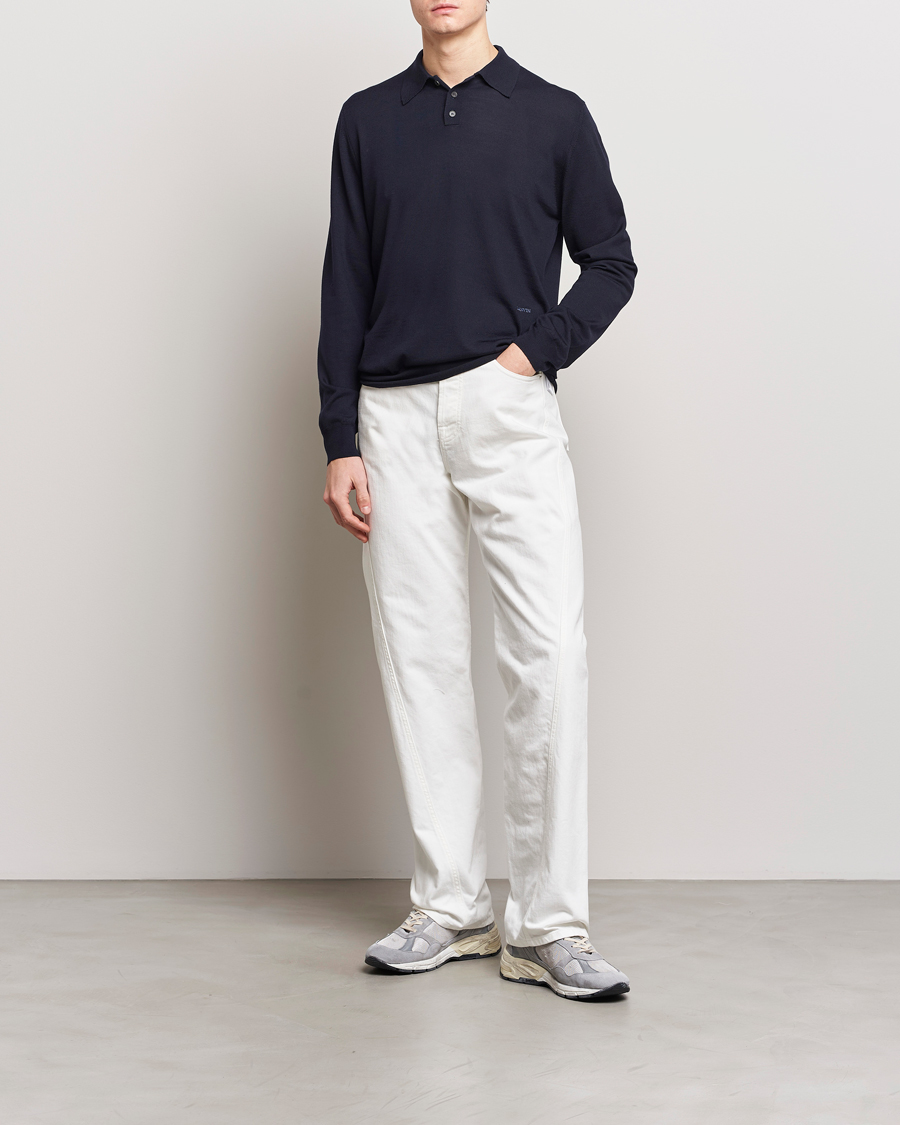 Men | Sweaters & Knitwear | Lanvin | Merino Wool Knitted Polo Thunder