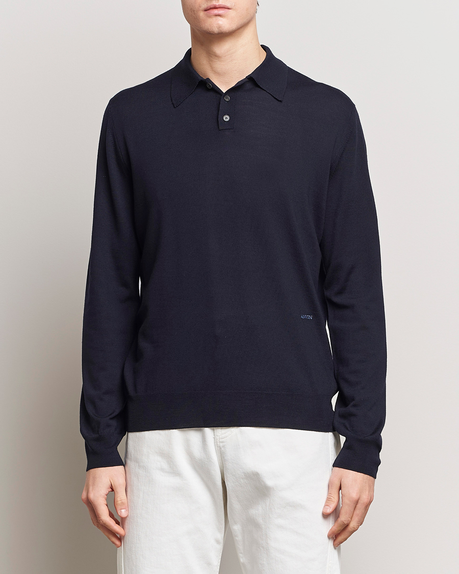 Men | Sweaters & Knitwear | Lanvin | Merino Wool Knitted Polo Thunder