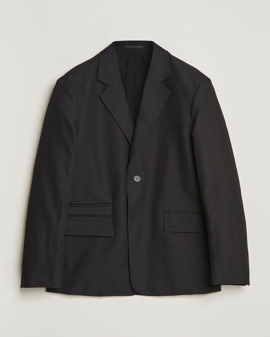 Men | Blazers | Lanvin | Deconstructed Cotton/Linen Blazer Black