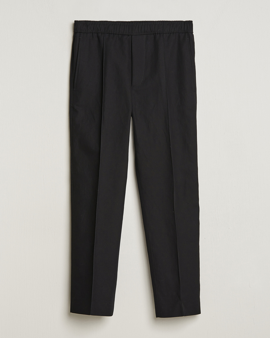 Men | Trousers | Lanvin | Cotton/Linen Drawstring Trousers Black