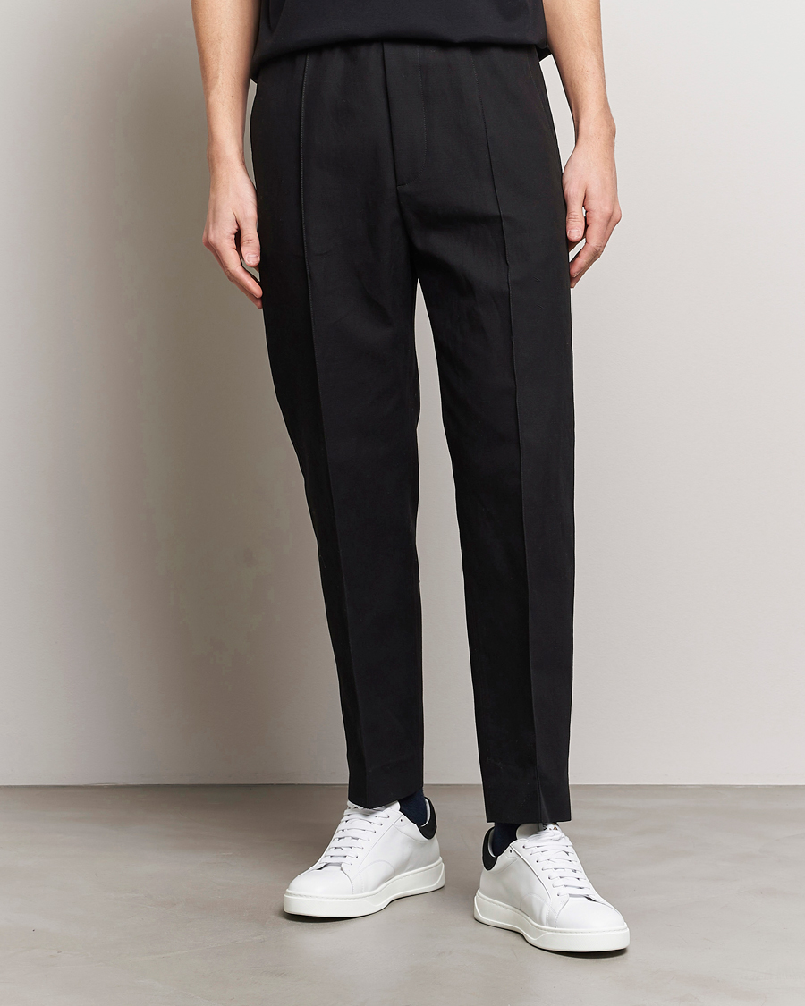 Men |  | Lanvin | Cotton/Linen Drawstring Trousers Black