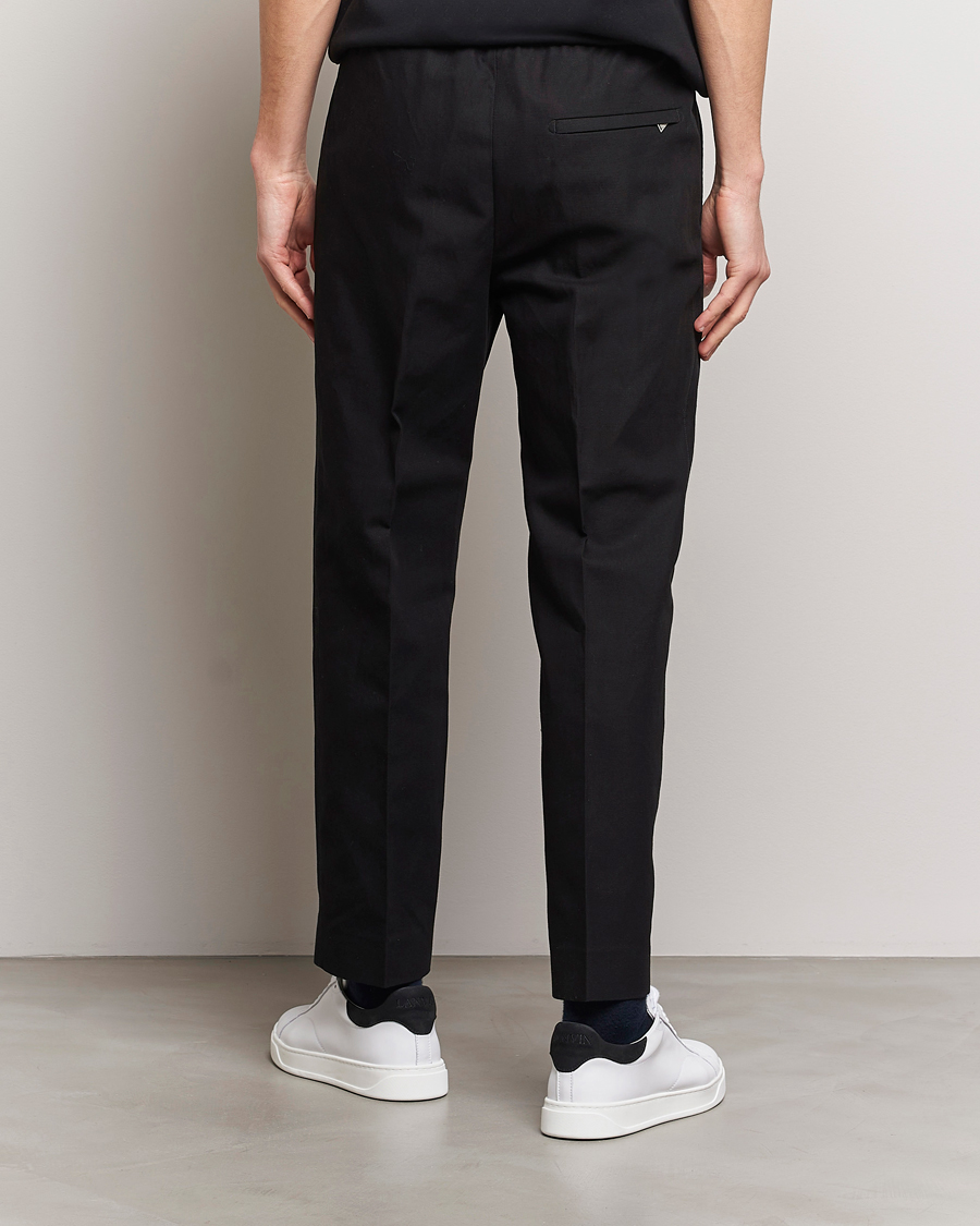 Men | Trousers | Lanvin | Cotton/Linen Drawstring Trousers Black