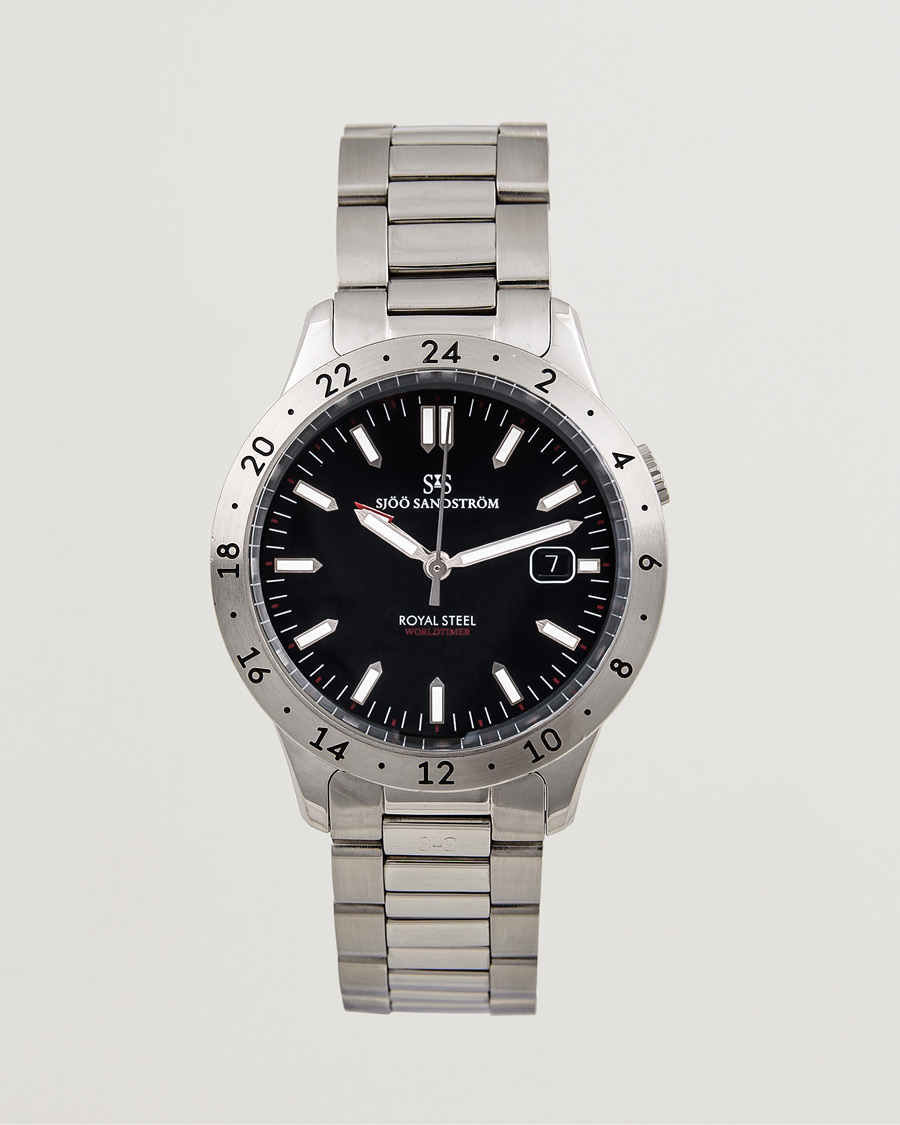 Men | Sjöö Sandström Pre-Owned Royal Steel Worldstimer 41mm SS-1841-WT Silver | Sjöö Sandström Pre-Owned | Royal Steel Worldstimer 41mm SS-1841-WT Silver