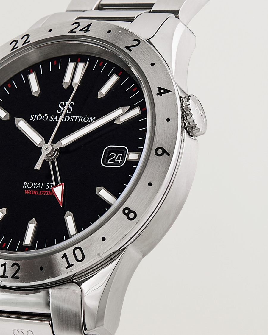 Men | Sjöö Sandström Pre-Owned Royal Steel Worldstimer 41mm SS-1841-WT Silver | Sjöö Sandström Pre-Owned | Royal Steel Worldstimer 41mm SS-1841-WT Silver