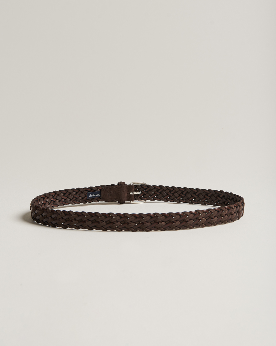 Men | Anderson's Woven Suede/Leather Belt 3 cm Dark Brown | Anderson's | Woven Suede/Leather Belt 3 cm Dark Brown