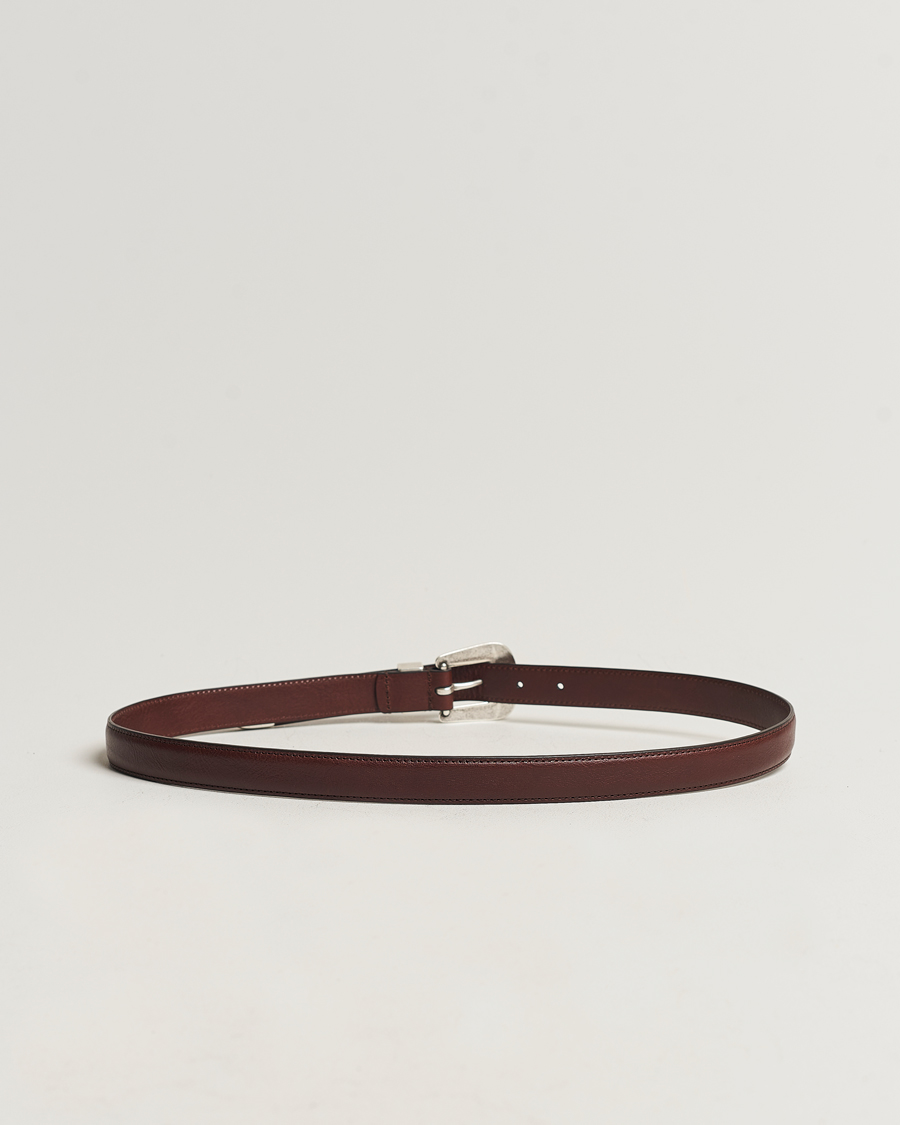 Men | Anderson's Grained Western Leather Belt 2,5 cm Dark Brown | Anderson's | Grained Western Leather Belt 2,5 cm Dark Brown