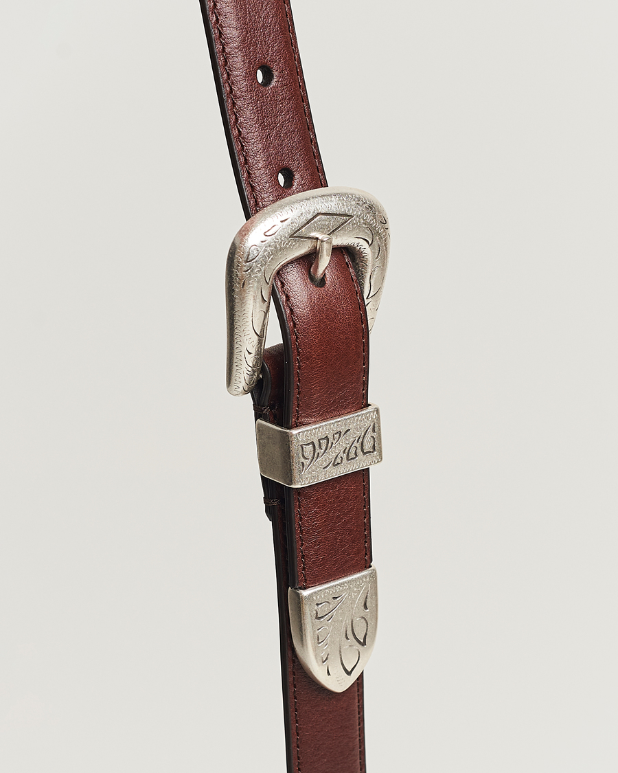 Men | Anderson's Grained Western Leather Belt 2,5 cm Dark Brown | Anderson's | Grained Western Leather Belt 2,5 cm Dark Brown