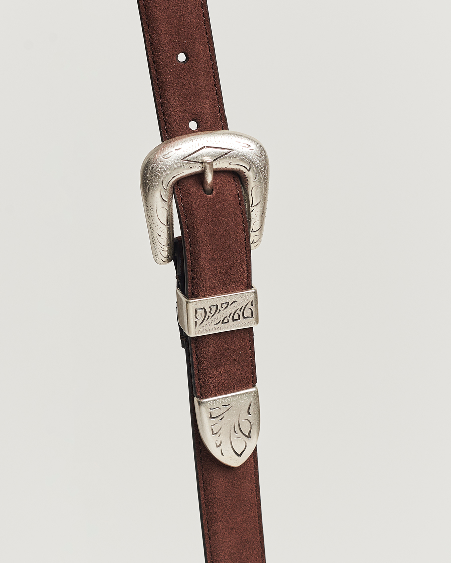 Men | Anderson's Grained Western Suede Belt 2,5 cm Dark Brown | Anderson's | Grained Western Suede Belt 2,5 cm Dark Brown