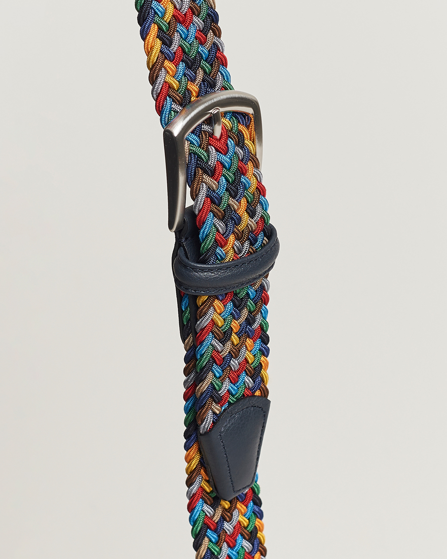 Men | Belts | Anderson's | Stretch Woven 3,5 cm Belt Dark Multi