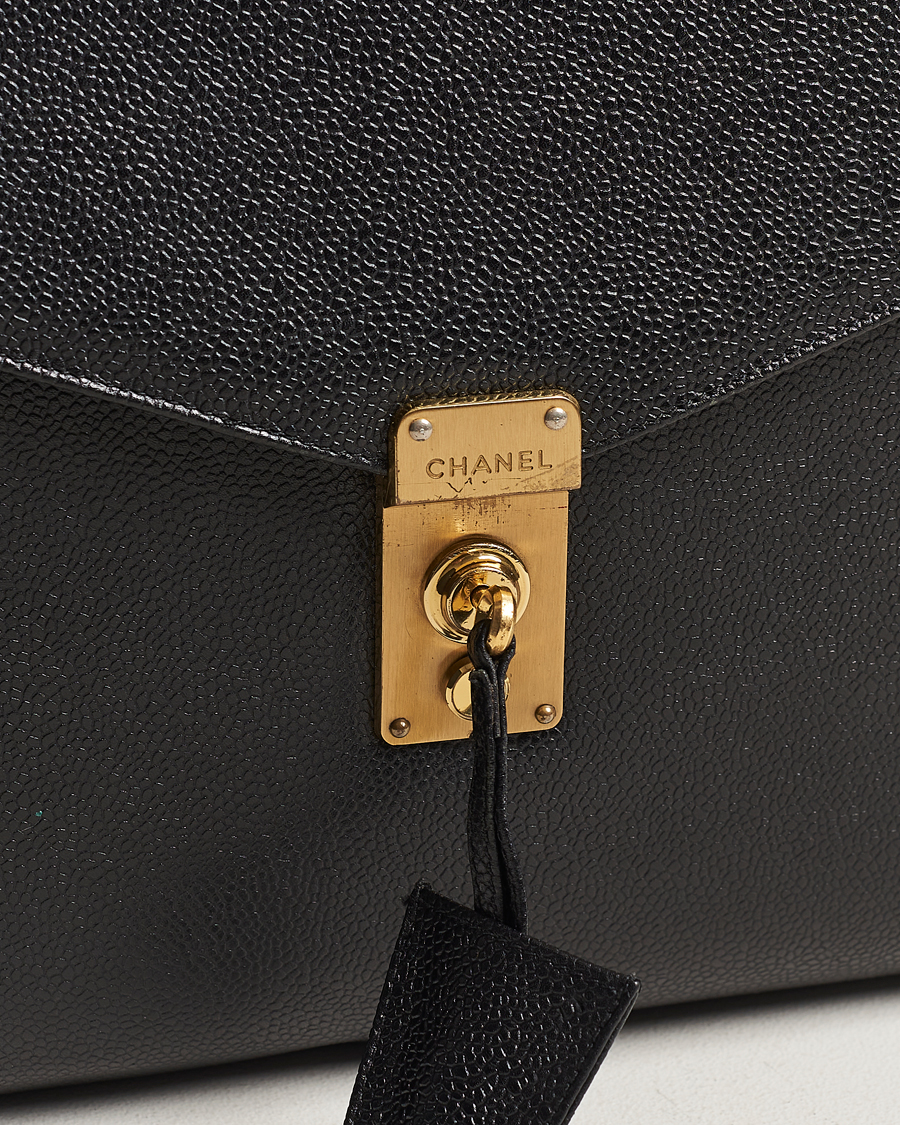 Men | Chanel Pre-Owned Portfolio Briefcase Leather Black | Chanel Pre-Owned | Portfolio Briefcase Leather Black