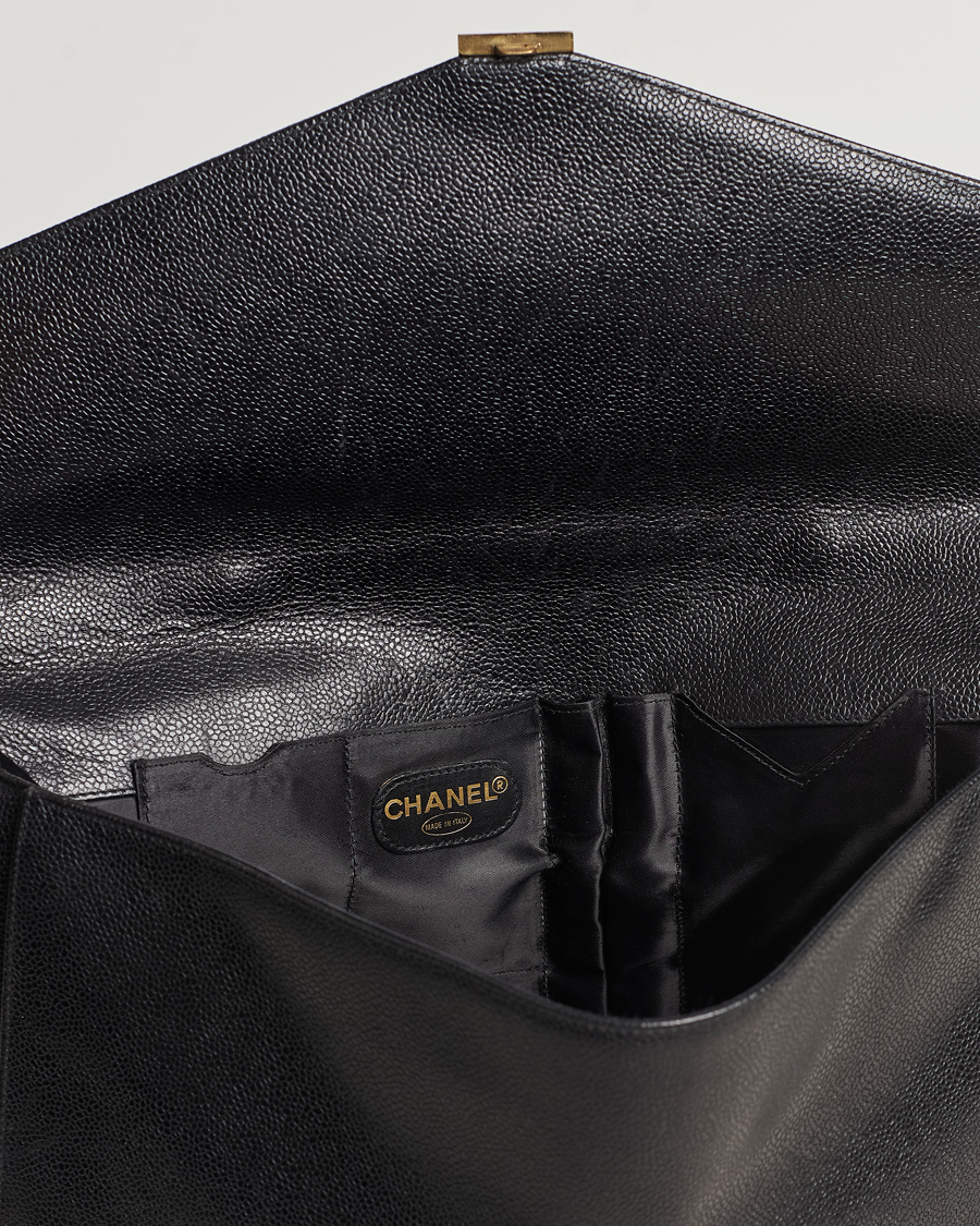 Men | Chanel Pre-Owned Portfolio Briefcase Leather Black | Chanel Pre-Owned | Portfolio Briefcase Leather Black