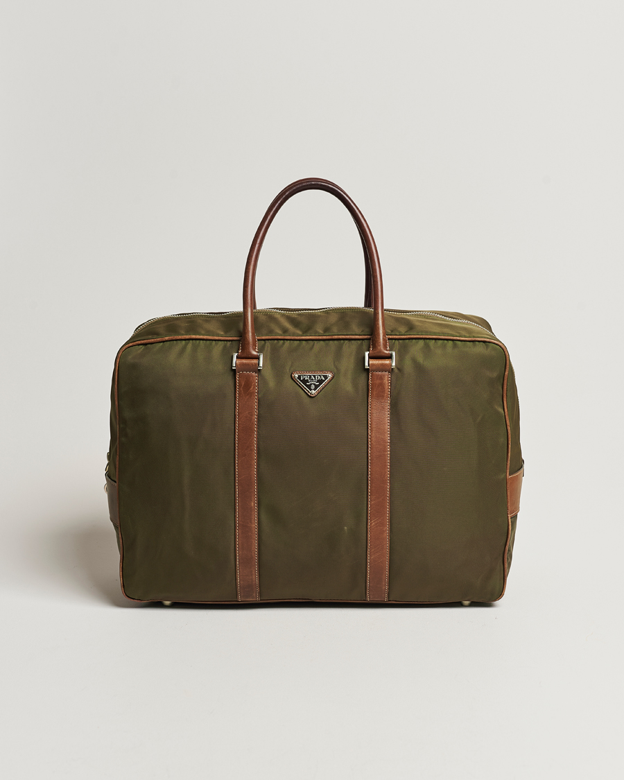 Men | Prada Pre-Owned Boston Nylon Bag Moss Green | Prada Pre-Owned | Boston Nylon Bag Moss Green