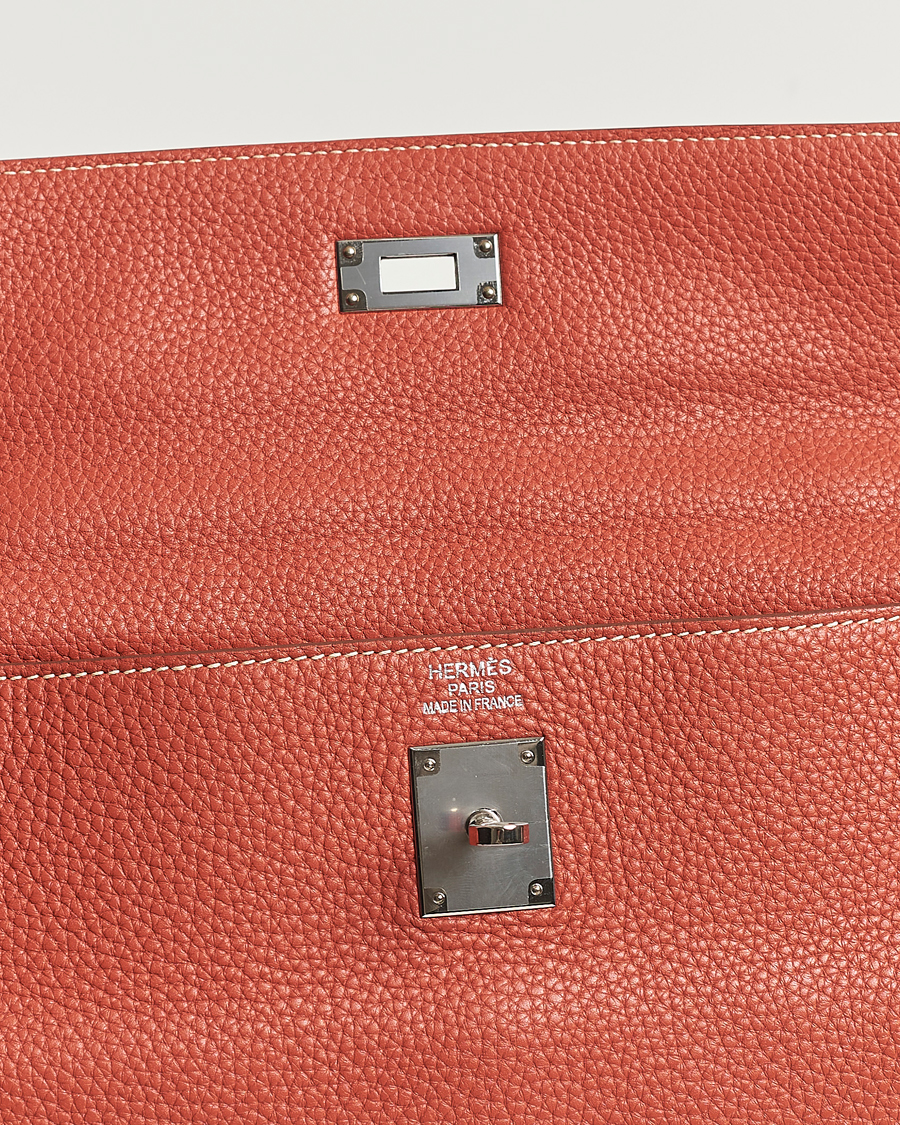 Men | Hermès Pre-Owned Kelly 35 Handbag Taurillion Clemence Orange | Hermès Pre-Owned | Kelly 35 Handbag Taurillion Clemence Orange