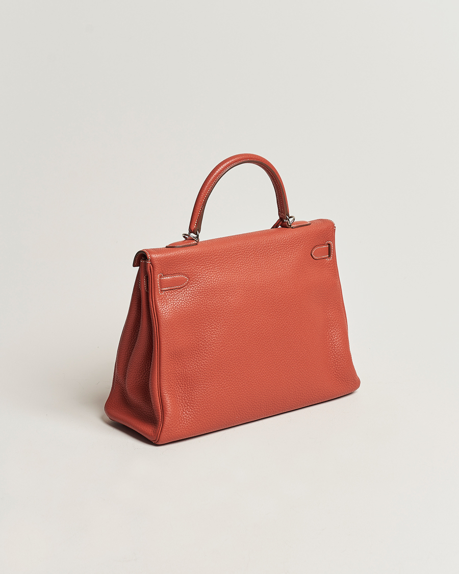 Men | Hermès Pre-Owned Kelly 35 Handbag Taurillion Clemence Orange | Hermès Pre-Owned | Kelly 35 Handbag Taurillion Clemence Orange