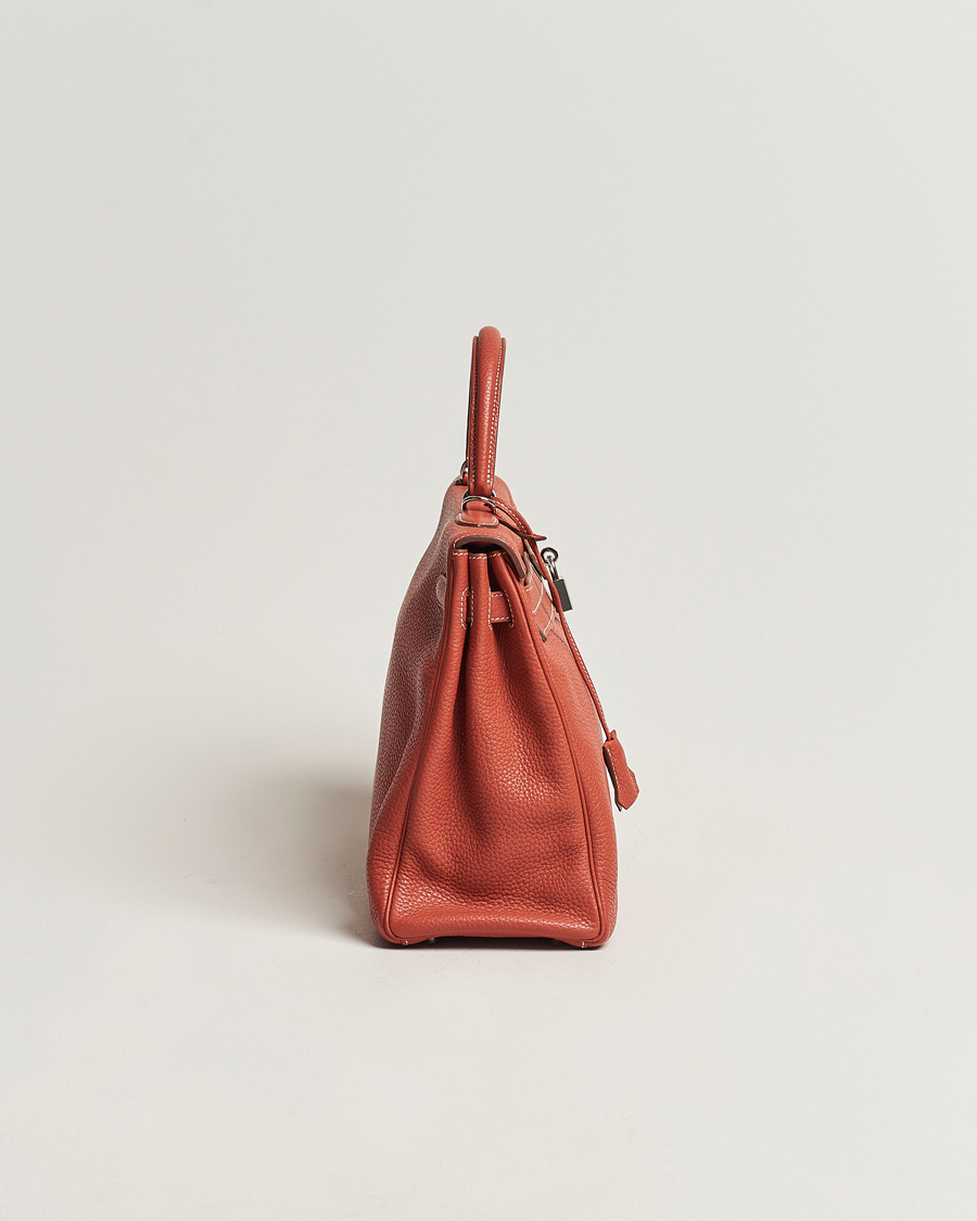 Men | Hermès Pre-Owned Kelly 35 Handbag Taurillion Clemence Orange | Hermès Pre-Owned | Kelly 35 Handbag Taurillion Clemence Orange