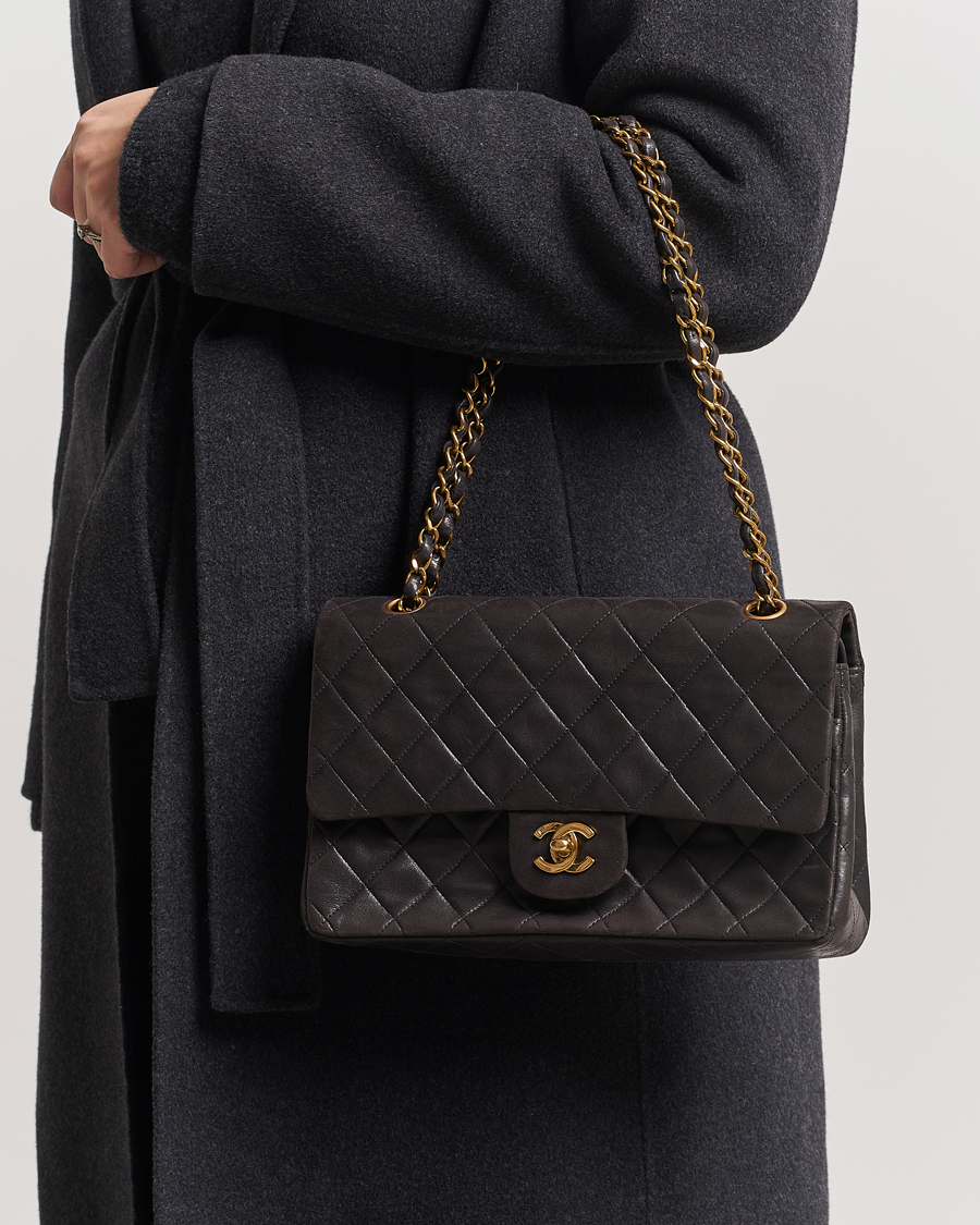 Men | Chanel Pre-Owned Classic Medium Flap Bag Calf Leather Black  | Chanel Pre-Owned | Classic Medium Flap Bag Calf Leather Black 