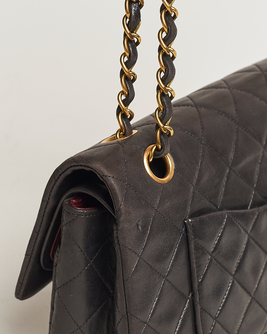 Men | Chanel Pre-Owned Classic Medium Flap Bag Calf Leather Black  | Chanel Pre-Owned | Classic Medium Flap Bag Calf Leather Black 