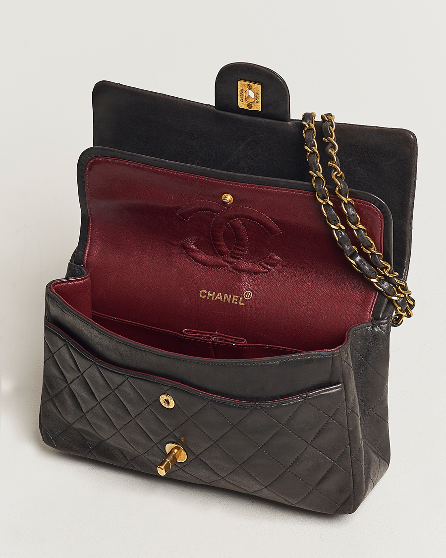 Men | Chanel Pre-Owned Classic Medium Flap Bag Calf Leather Black  | Chanel Pre-Owned | Classic Medium Flap Bag Calf Leather Black 