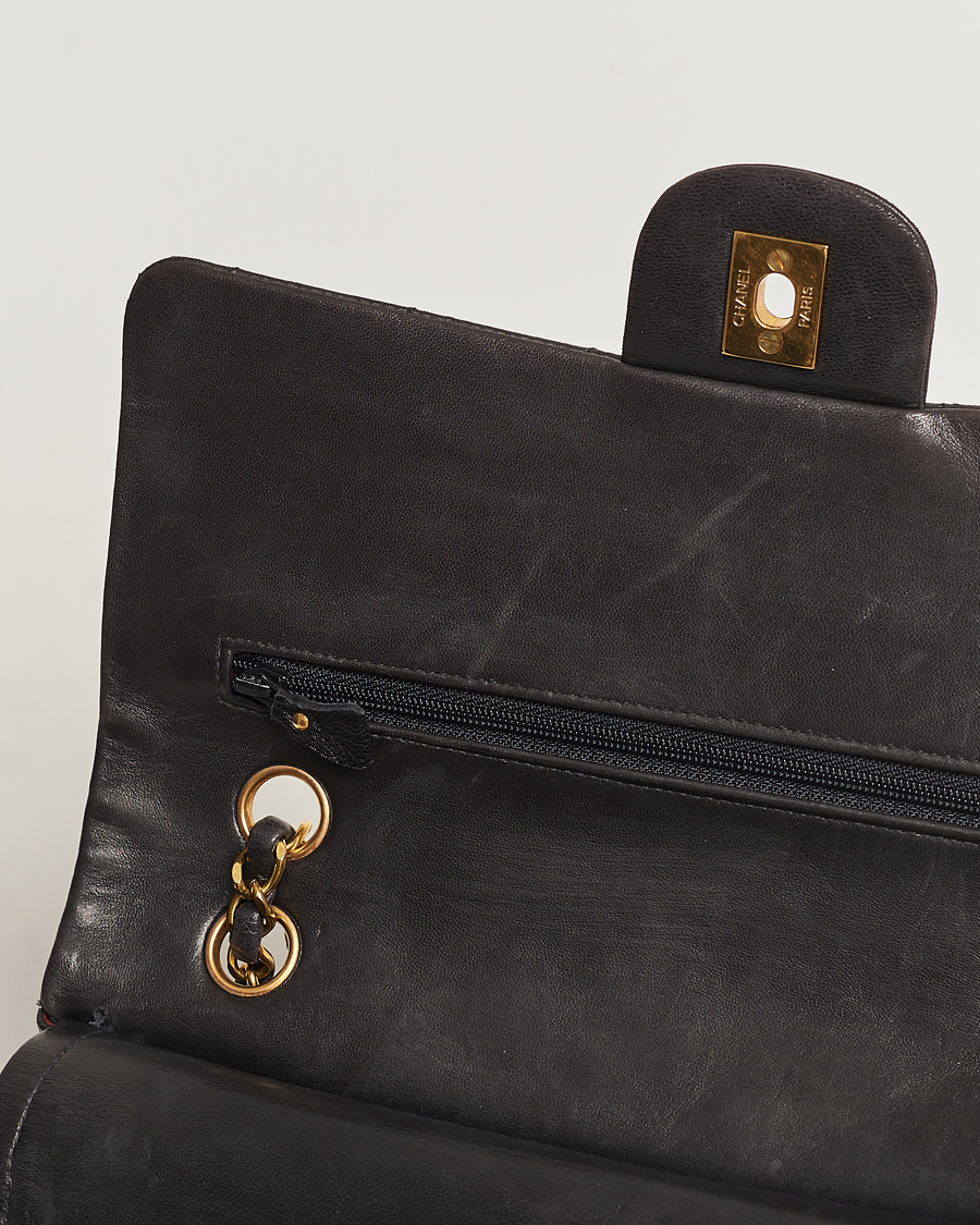 Men | Chanel Pre-Owned Classic Medium Flap Bag Calf Leather Black  | Chanel Pre-Owned | Classic Medium Flap Bag Calf Leather Black 